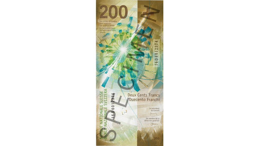 200-franc note Specimen (back view)